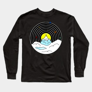 Wizard on the Celestial Mountain - Minimalist Space Design Long Sleeve T-Shirt